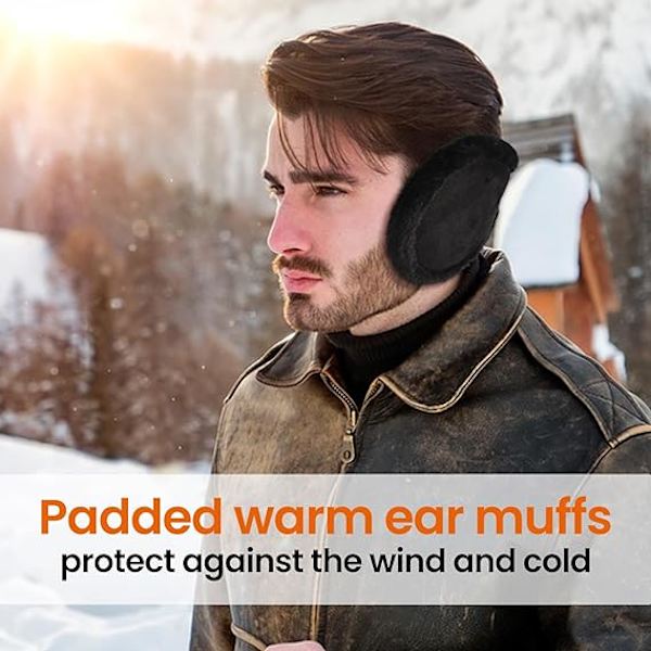 Vinteröron för varma muffs för män och kvinnor - Fleece öronvärmare öron -Kåpor för vinter - Bakom huvudet öronmuffar Wrap-Pefer för utomhusskidåkning(Diameter 12,5 cm)