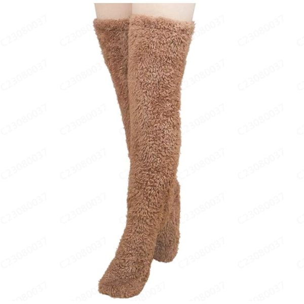 Hyggelige sokker, fuzzy benvarmere over knæet Sovestrømper, Teddy