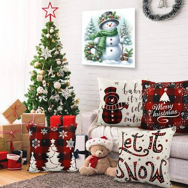 Juldiamanter Konstmålning Kit för Vuxna, Snögubbe Diamanter Konstmålning Kit för Nybörjare 5D Full Borr Diamanter, Gem Art Hantverk för Vuxna Vägg