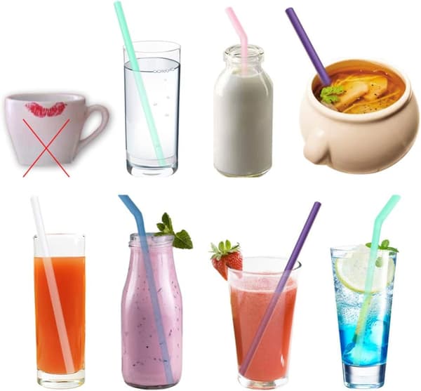 Silikonstrån Silikonstrå 2-pack Återanvändbara hopfällbara silikonstrån