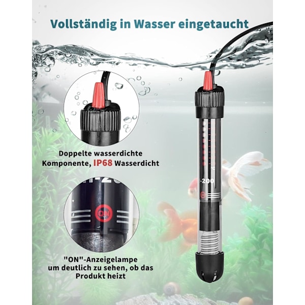 Akvarievarmer Justerbar 30 L 25 W Akvariemotstand med termostat 20-34 °C for fiskeboller og akvarium