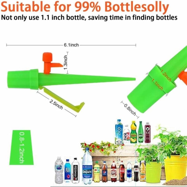 20-pack droppbevattningskit, automatiska bevattningsspikar med 20-pack tippskyddsfäste, lämplig för alla flaskor, för inomhus- och utomhusväxter (20-pack)