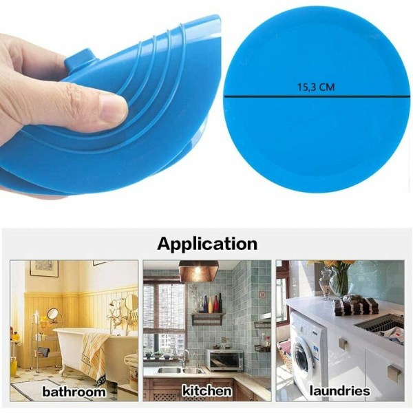 Badekarprop, silikonestop til vask, køkkenvaskprop, diameter 6,1\" til køkken, badeværelse og vaskeri (1 stk., sort)