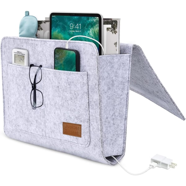 Bedside Caddy med Tissue Box & Flaskeholder til Fjernbetjening/Telefon/Ipad