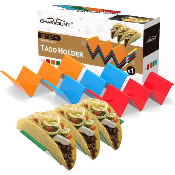 4 Taco-telinetelineen set - Premium Taco Shell -teline Seiso pöydällä