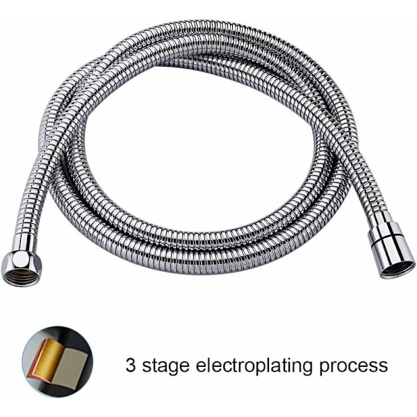 Universell duschslang (1,5M), anti-twist och anti-twist duschslang, rostfritt stål/krom