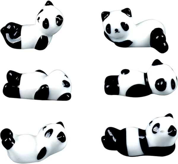 6 stk. søde panda spisepinde hvile rack stand holder til spisepinde, C