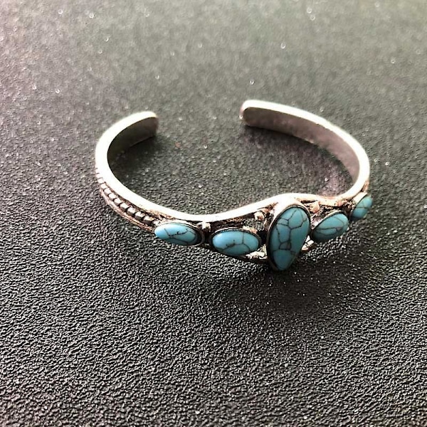 Åbning Udskæring Hul Ud Manchet Armbånd Vintage Turquoises Kvinder Armbånd Ac