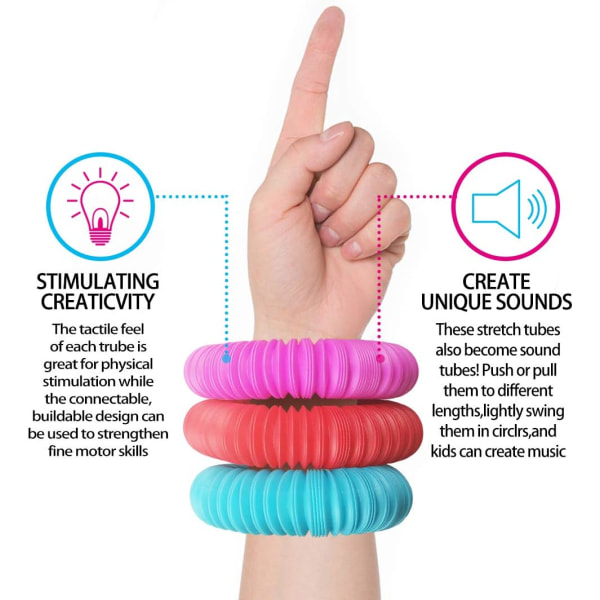 Pop-rør sensoriske leker, fidget-leker for barn og voksne, flerfargede rør