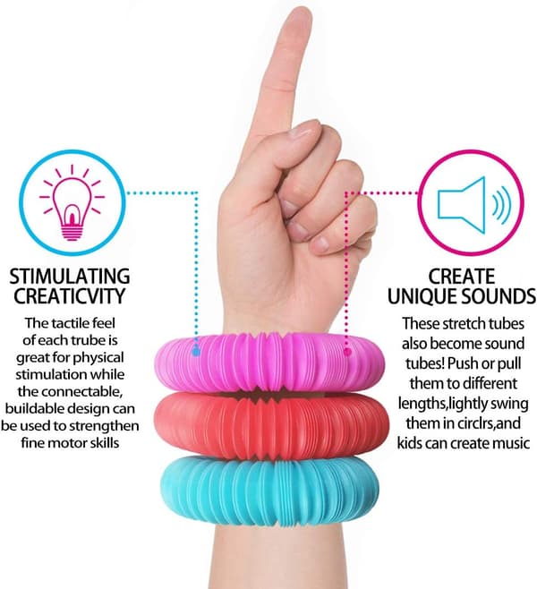 Pop Tubes Sensoriske Legetøj, Fidget Legetøj til Børn og Voksne,  Multi-Farvede Rør