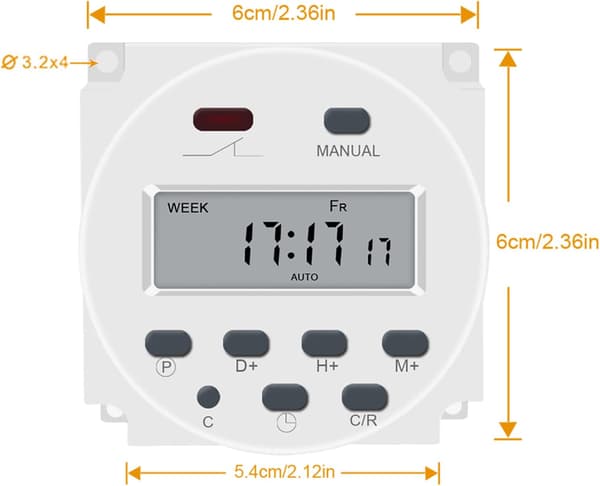 Digital LCD Timer Switch, Programmerbar, CN101A DC 12V, Flydende Krystal Display Digital LCD Strøm Ugentlig Timer Relæ Kontrol med Vandafvisende Dæksel