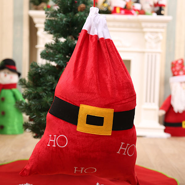 Julepose Santa Snørepose Stor Santa Snørepose Juleklud Stor Canvas Julepose Rød Santa Pose Santas Hætte Røde Gaveposer Til