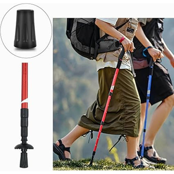 Gummi Beskyttelses Spidser til Universal Nordic Walking Trekking Stave - Asfalt Beskyttere Buffer til Trekking Stave（6 Stykker）