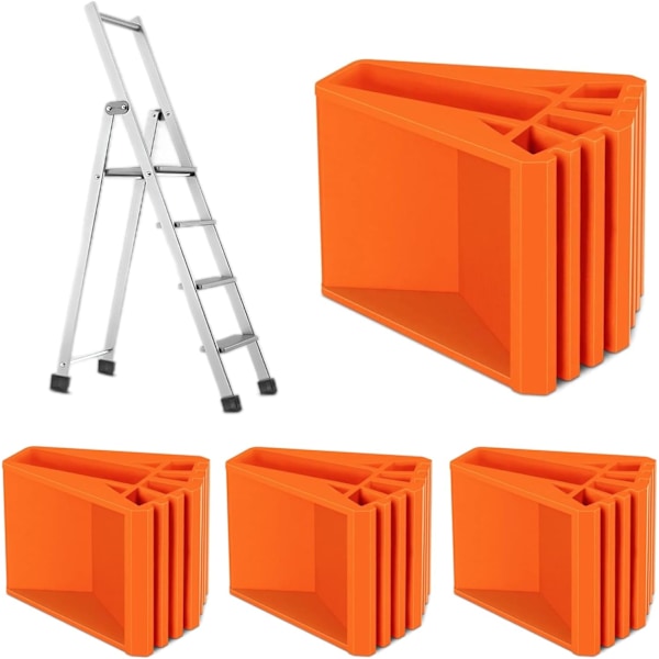 Stigebenstilbehør - 4 stk. Skridsikker, Tykk - Universal Stigeskammelpude, Stigeskammelfod - Stigepude, Stigefod (Orange, Plastik)
