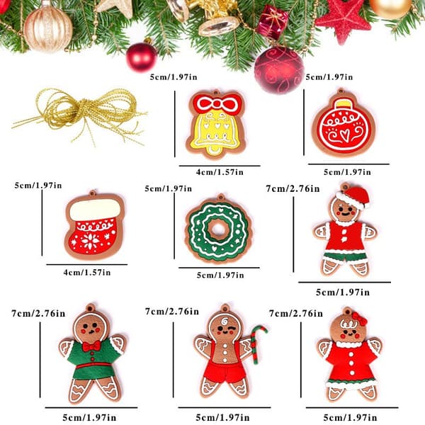 8 stk. pepperkakemannpynt til juletre, assorterte pepperkakepynt, pepperkake-julepynt