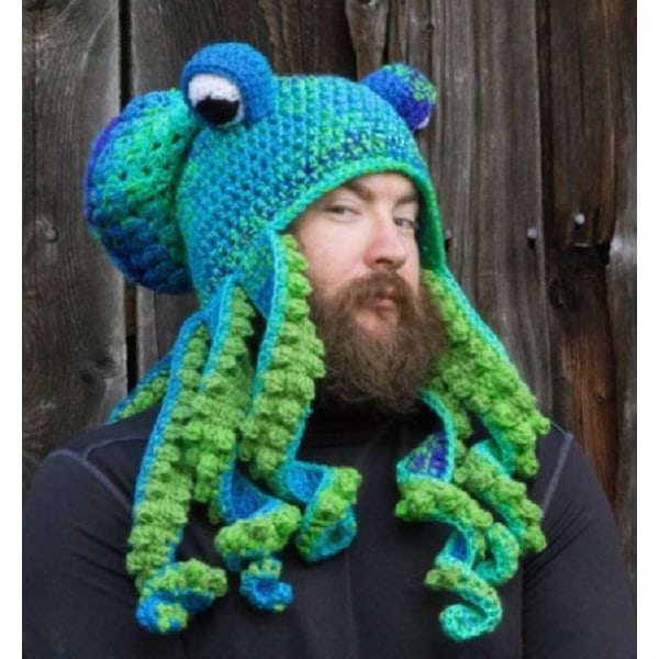 Strikket vinterhue Strik Beanie Octopus Hat Unik blød og varm håndvævning