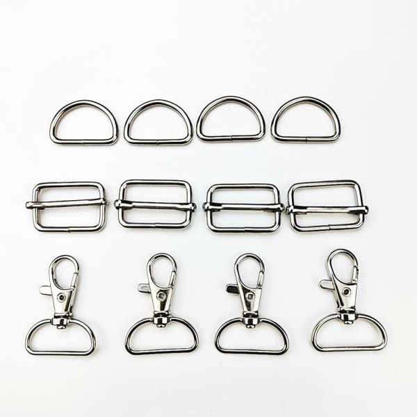 60 stk. metallnøkkelring i bulk - Swivel Snap Hooks, D-ring og Slide Buckle Bac