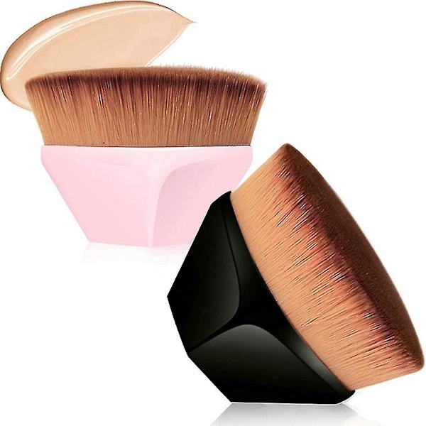 2 stk. børster, foundation børster flade foundation børster (sort pink)