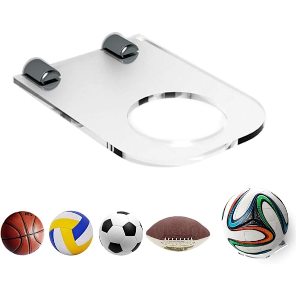 Akryl Ballholder Basketball Veggmontering Universal Sports Ballholder Fotball Ballstativ med Skruer for Basketball Fotball Volleyball (Transparent)