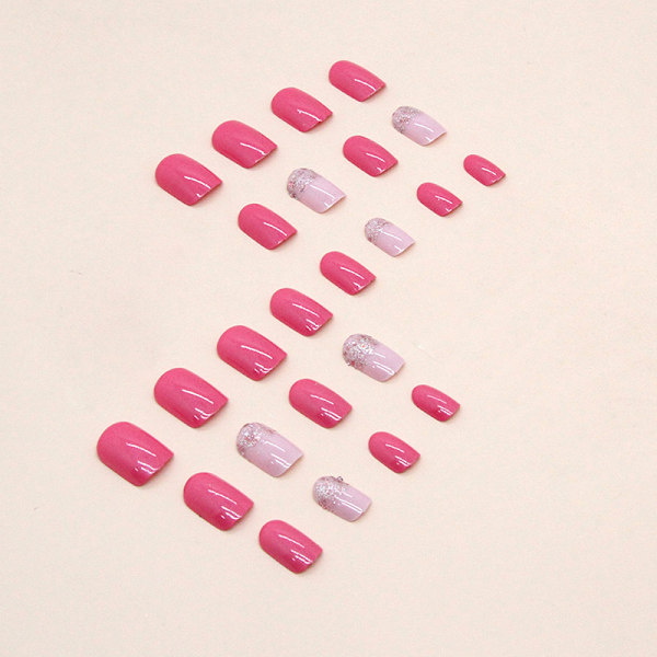 Jelly Gel Press on Nails,  Short Square 24 Pcs 12 Size Spring Sum