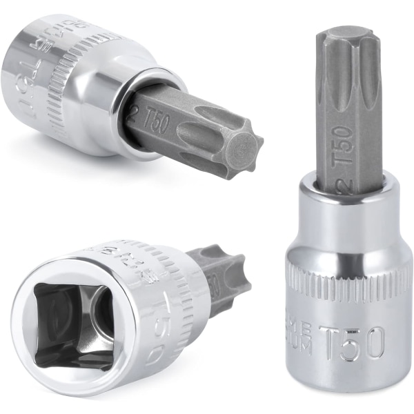 13-osainen hylsyavainsarja, hylsysarja, naarastorx-hylsyt, torx-hylsysarja, kromivanadiumteräs 1/4\", 3/8\" ja 1/2\" -käyttö