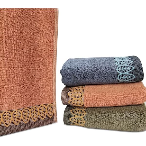 Ultra absorberende og myke bomullshåndklær (3-pakning, 35*75 cm) for hånd, ansikt, treningsstudio og spa (3 farger) mursteinsrød, blå og lys kaffefarge