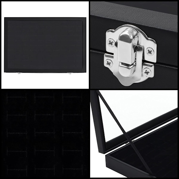 Sort Fløjl Ring Display Stativ med Låg - Ring Display med 100 Slots - Ringe, Øreringe og Manschetknapper Opbevaring med Klar Låg (36*24*5cm)