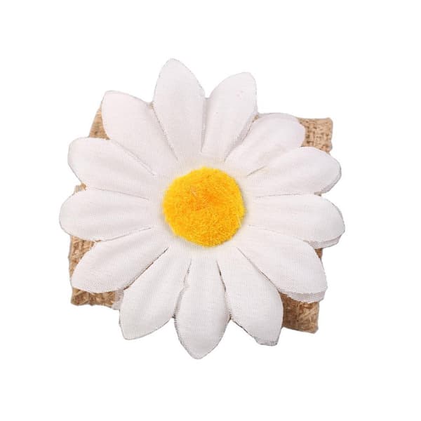Set med 12 st solrosblommiga servettringar, servett spänne