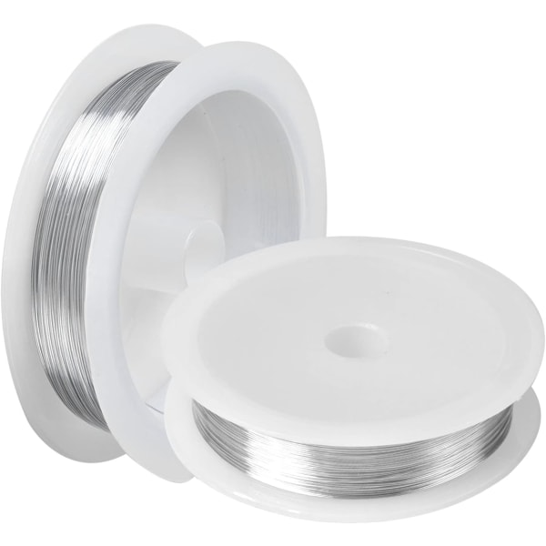 2 ruller 0,3 mm x 15 m smykkewire, metallisk kobbertråd for DIY-håndverk perling