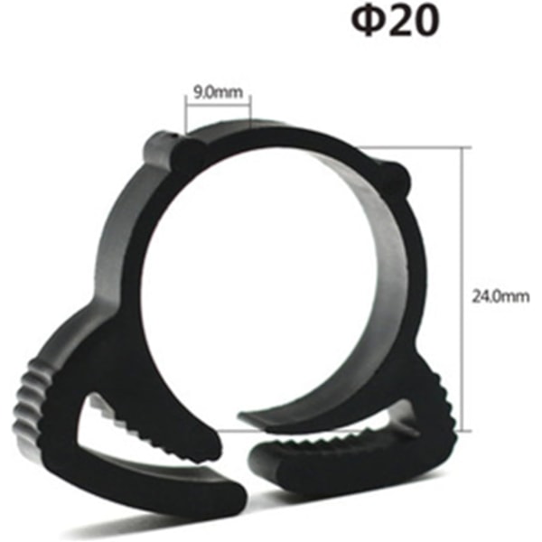 20 st Nylonslangklämmor med spärrhake för trädgårdsslang (φ20mm)
