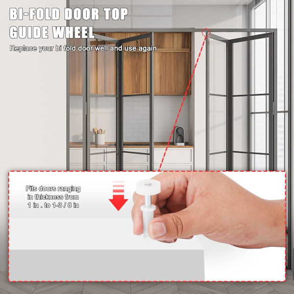 16 Dele Foldedør Hardware Kit, Foldedør Hardware Reservedele Egnet til Foldedøre Skabsdør Reparation