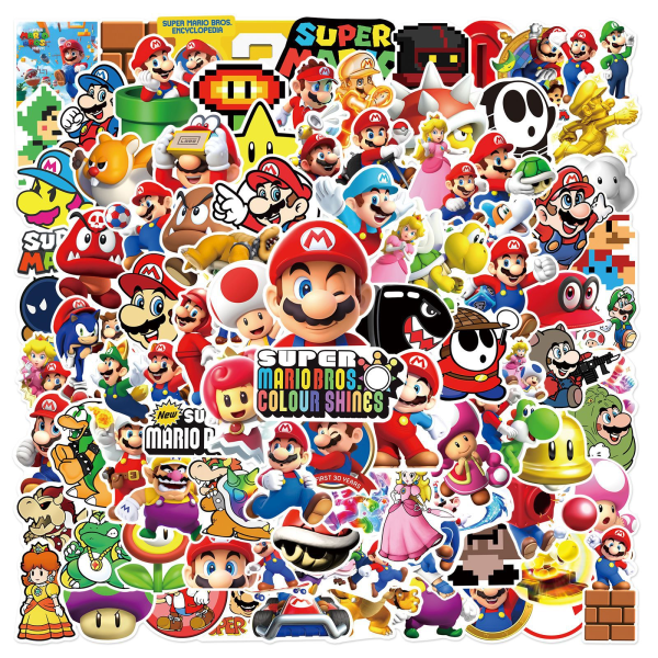 100 tegneserie Mario graffiti klistermærker til at dekorere kufferter, scoote