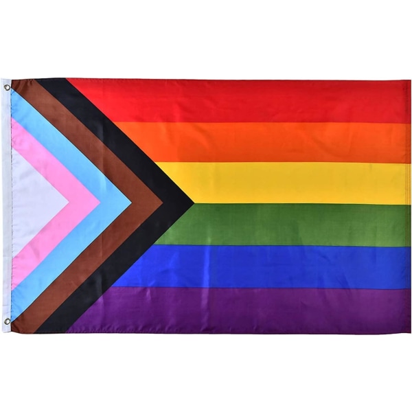 3x5ft Progress Pride Regnbue Flag - LGBT Fællesskab Pride Kvinde Transkønnet