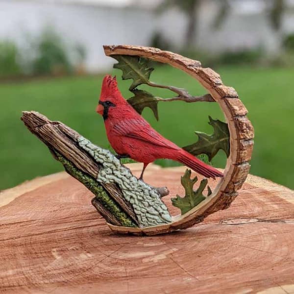 Kardinalfigur, Kunstharz-Vogel-Schnitzerei-Dekor, Rote Kardinal-Geschenke, Lebensecht