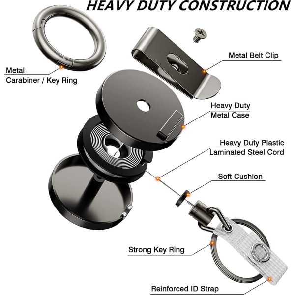 Heavy Duty infällbar märkeshållare rulle, metall ID märkeshållare med bälte C