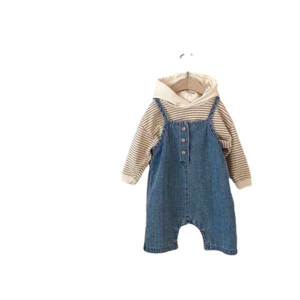 Baby dreng pige denim overalls, toddler ripped denim søde overalls BLUE 90