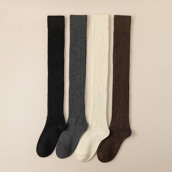 Kvinners Over The Knee High Boot Socks brun 65cm