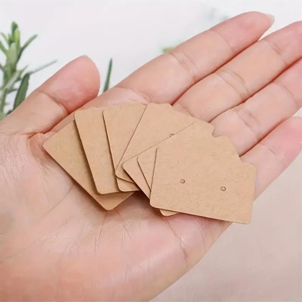 200 st Rektangulära Örhängeshållare Kartongpapper Örhänge Stud Display Stativ 2,5 cm x 3,5 cm för Bröllopsgåvor Brun