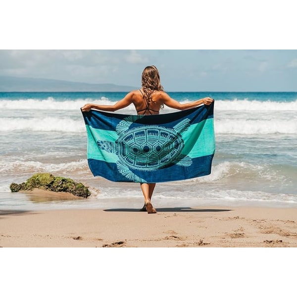 Strandhåndkle – tropisk blå, unik design, ekstra stor, størrelse XL (86,36 cm x