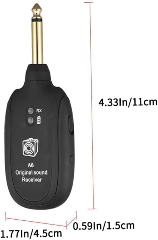 Trådløs gitar sender mottaker, trådløst gitarsystem svart 20Hz-20k