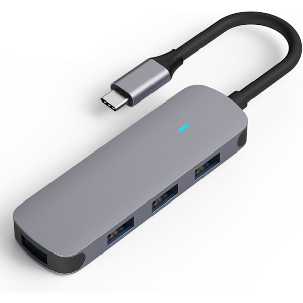USB-C till 4X USB-A Adapter - 4-i-1 USB Splitter - USB 3.0-5Gbps Hub - USB Data Hub Kompatibel med Macbook, iPad Air/Pro, Dell XPS, Samsung och Andra