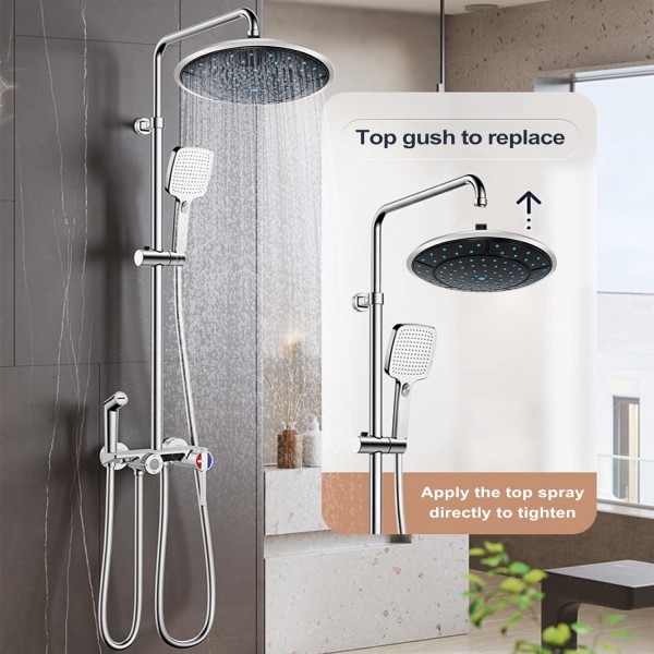 1 Piece 24.5cm Plastic Round Rainfall Powered Shower Room Top Shower Roof Nozzle Cabin Accessories