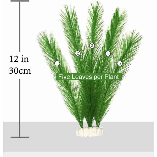 3 stk akvariedekorasjon - kunstige silkegrønne planter - plast - ikke-giftig