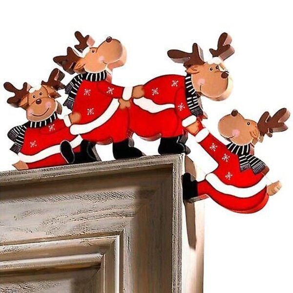 Jul Dörrkarm Dekoration Tomte Trä Älg Dekor För Fest Prydnad