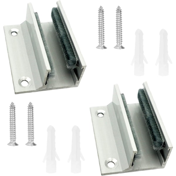2 stk. Glass Skyvedør Gulvguide Aluminiumslegering Glassklemme Gulvguide for Rammeløse Skyvedører