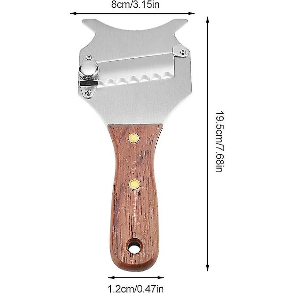 Justerbar rustfritt stål trøffelskiver - ideell for ost, grønnsaker og frukt, 19,5 x 8 cm