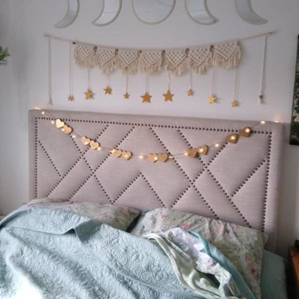 Macrame väggdekor, Boho Chic väggdekor vävd Macrame, väggkonstdekor fransbanner