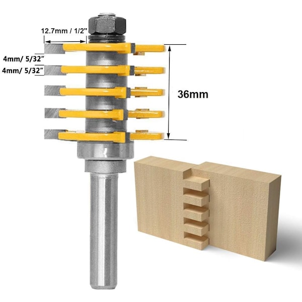 8mm skaft profesjonell fingerfuge fres - 5 justerbare kniver 3 fløyter treskjærer med 46mm skjærediameter for trebearbeidingsverktøy