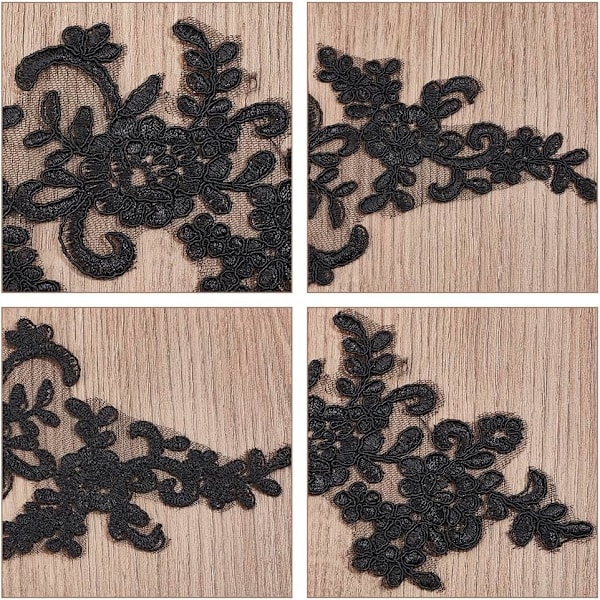 2 st Pärlblommor Sekvens Spets Applikation Motiv Sy på Broderad Spets Applikation Bröllopsklänning Brud Huvudbonad Prydnad Lapp för Kläder Sömnad C