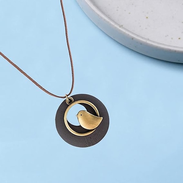 Boho Vintage Käsityönä Tehty Puinen Ripus Suloisilla Koristeilla Pitkä Armeijanvihreä Nahka